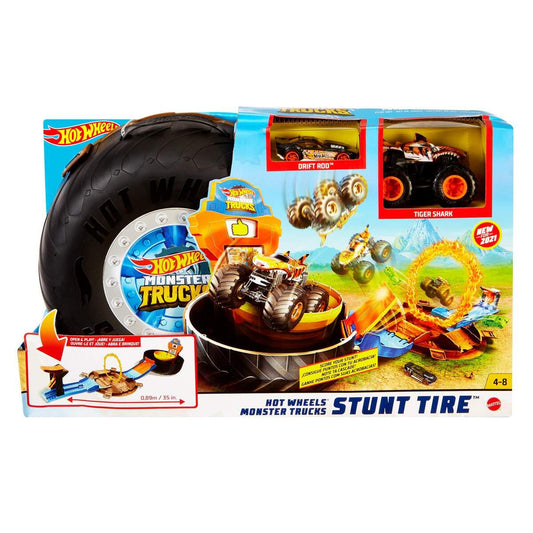 Hot Wheels Monster Truck Stunt-Reifen-Spielset inkl. 2 Spielzeugautos