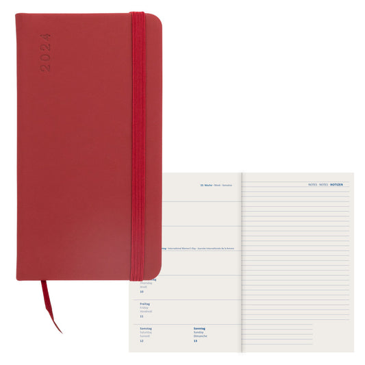 Idena Agenda 2024 slim   dunkelrot FSC-Mix