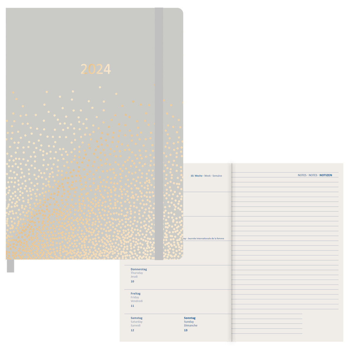 Idena Agenda A5 2024  Sparkle grau FSC-Mix