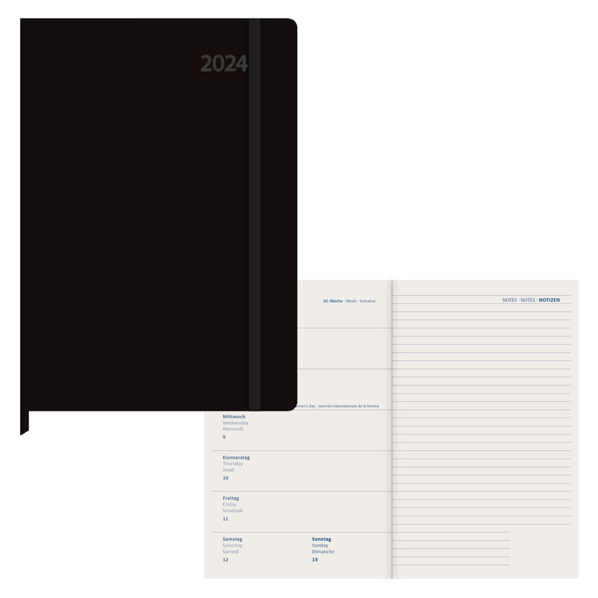 Idena Agenda A6 2024  schwarz FSC-Mix