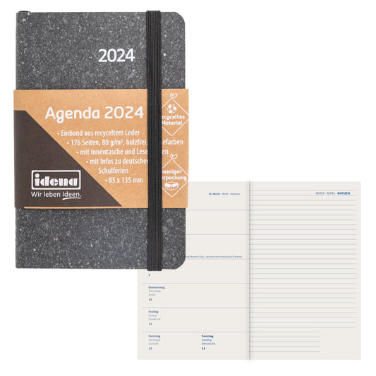 Idena Agenda Mini 2024   flexi grau FSC-Mix