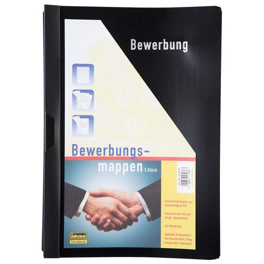 Idena 547039 Bewerbungsmappe 5-er Packung, schwarz