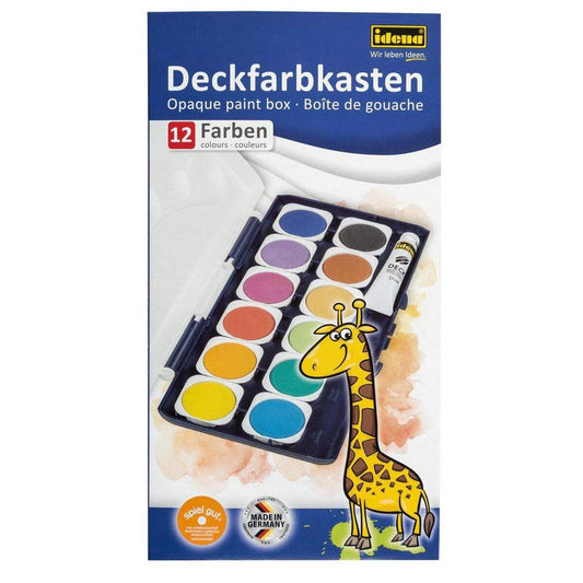 Idena Deckfarbkasten, 12 Farben, 1 Tube Deckweiß