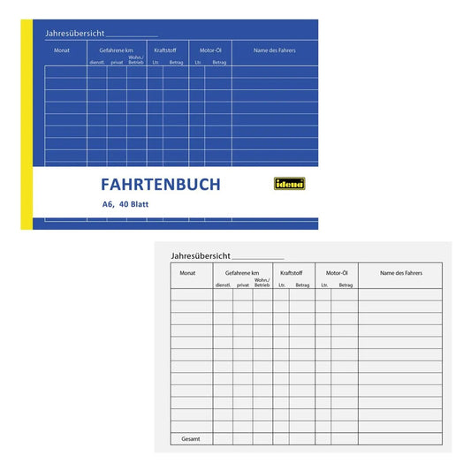 Idena Fahrtenbuch A6 quer, 40 Blatt