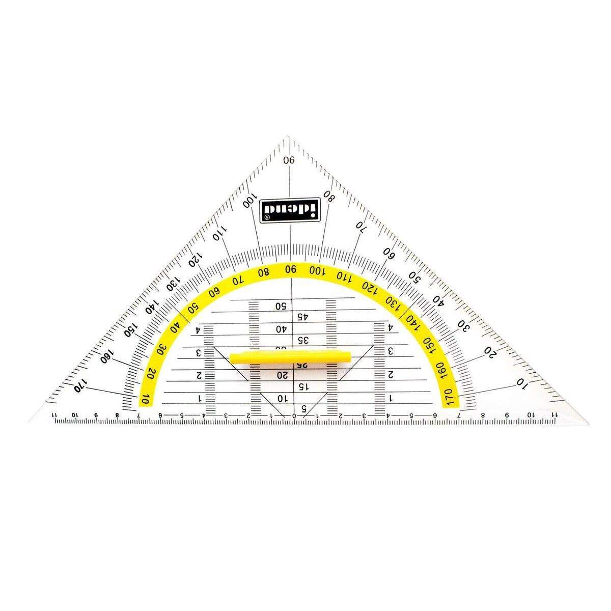 Idena Geometrie-Dreieck, mit Griff, 22 cm, transparent