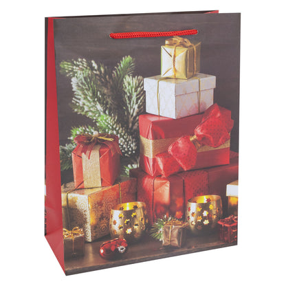 Idena Geschenktasche Weihnachten, matt 35x25x9cm FSC-Mix , 1 Stück, 5-fach sortiert