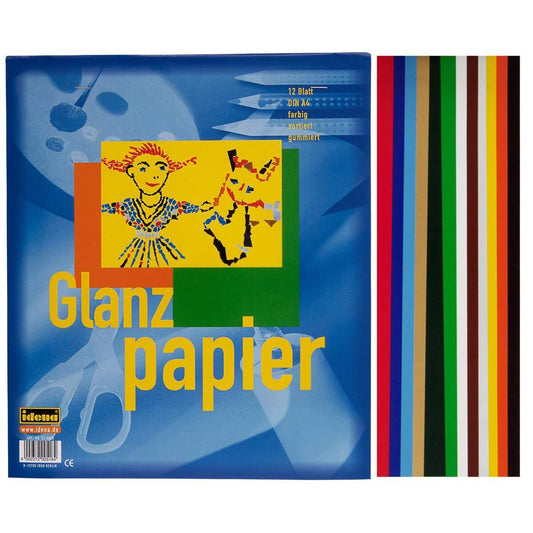 Idena Glanzpapier A4, 12 Blatt, gummiert