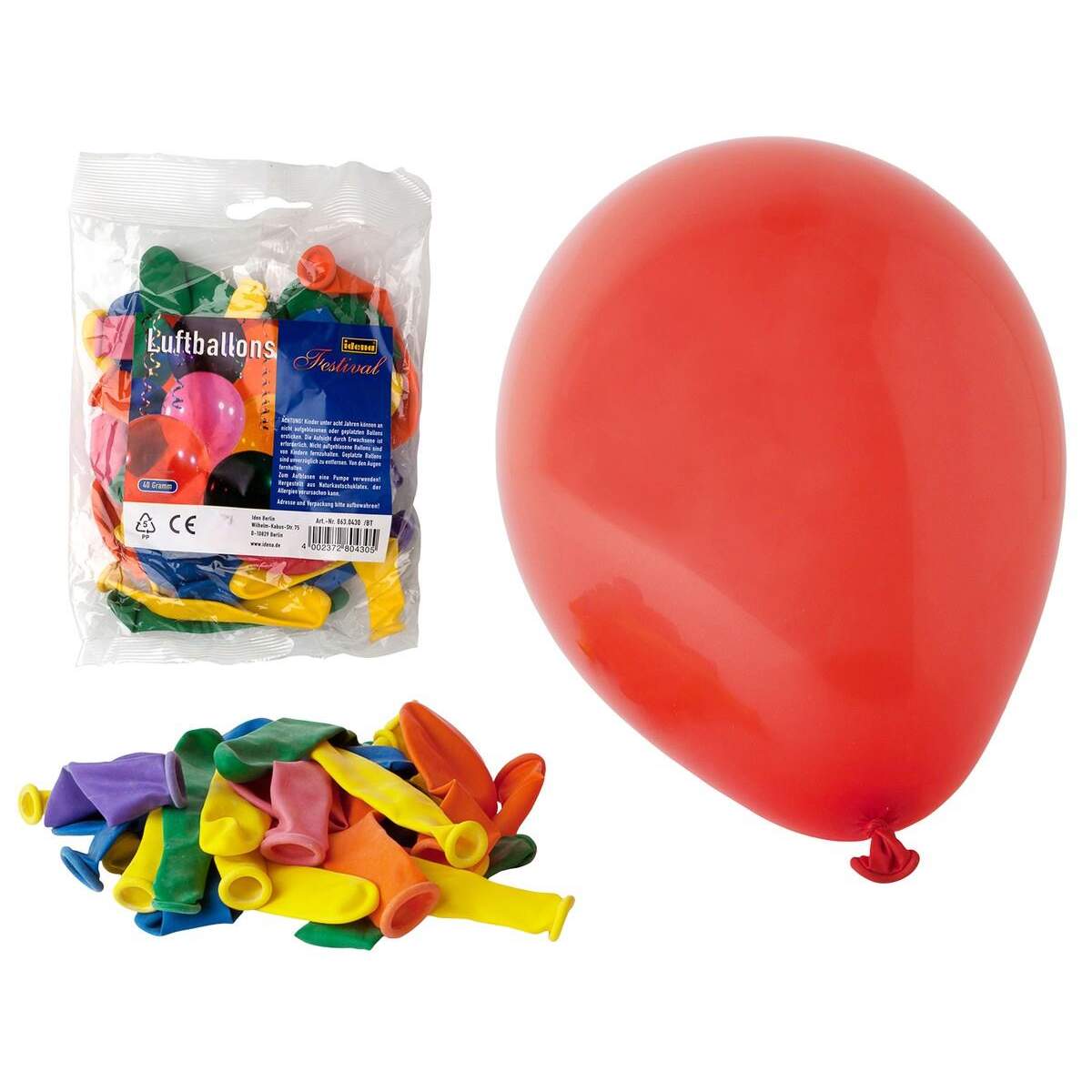 Idena Luftballons 40g, verschiedenfarbig