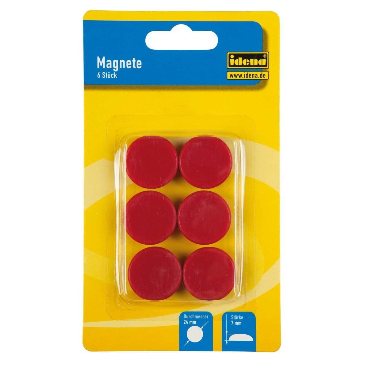 Idena Magnet rund, 6 Stück, Ø24mm, rot