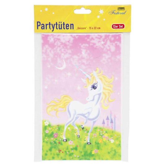 Idena Partybeutel Unicorn 12 Stück, ca. 15x22cm