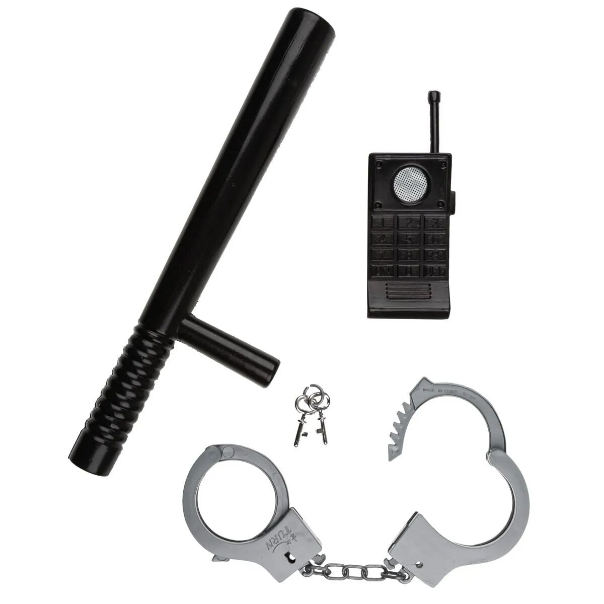 Idena Polizeiset Schlagstock, Handschellen, Walkie-Talkie