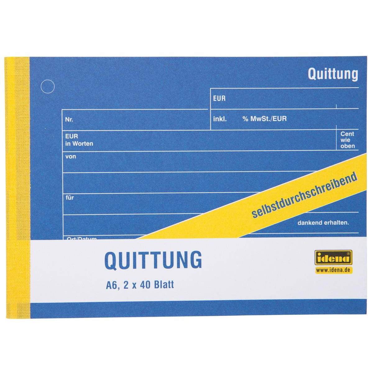 Idena Quittung A6 Quer 2x40 Blatt, Sd