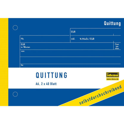 Idena Quittung A6 Quer 2x40 Blatt, Sd