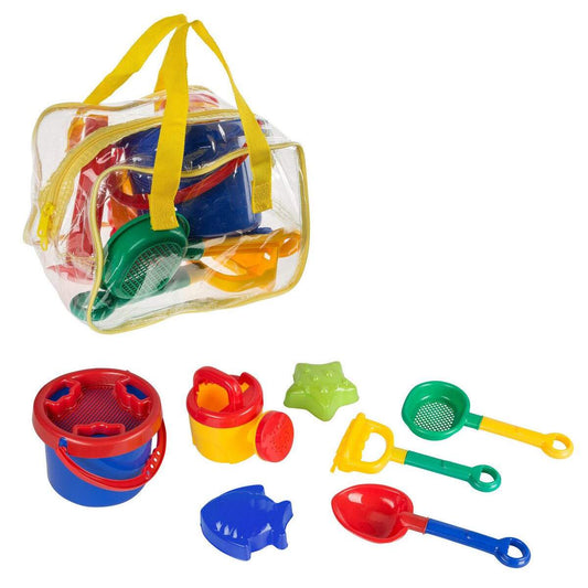 Idena Sandspielzeug-Set, 25 cm, 8 Teile in transparenter Tasche