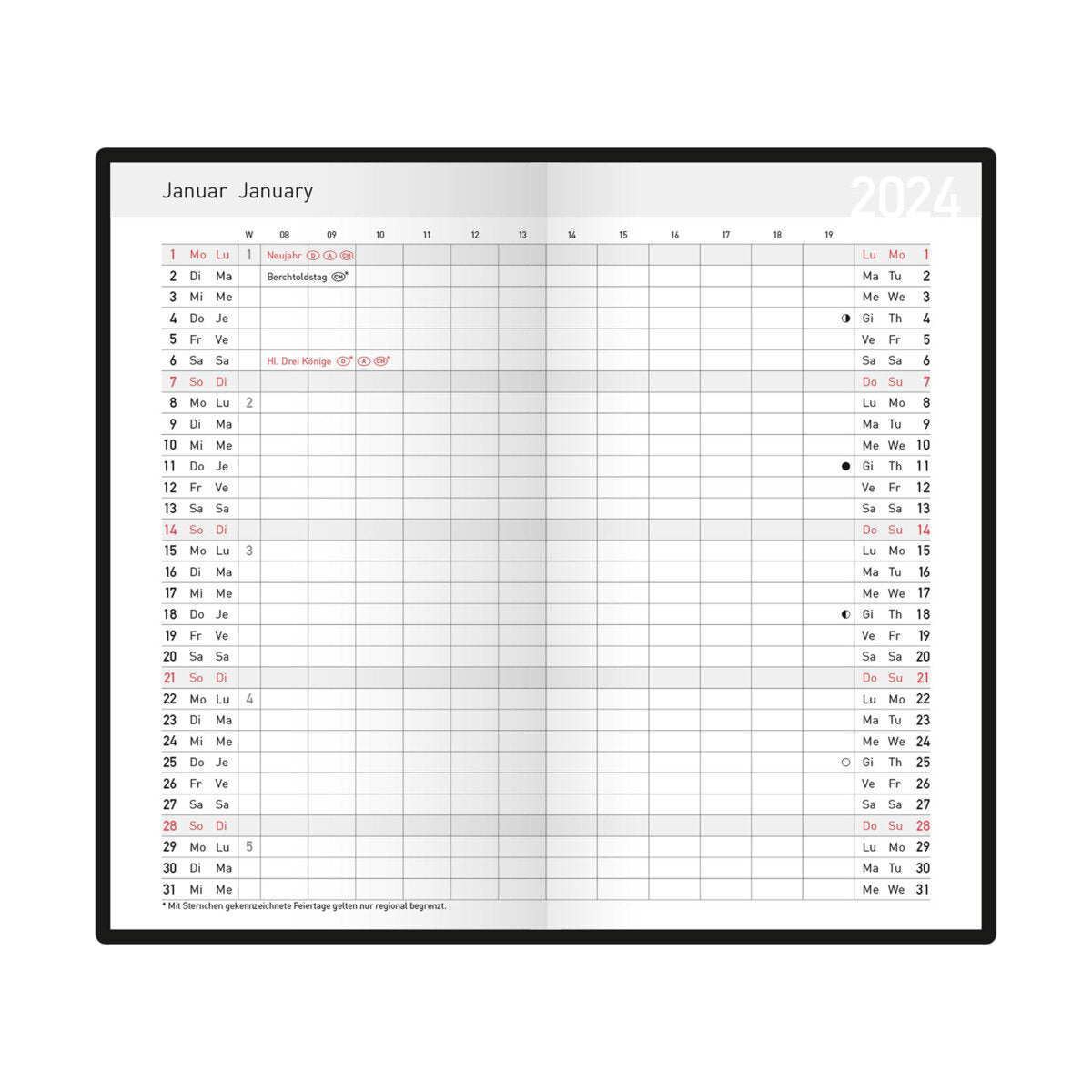 Idena Taschenplaner 2024 classic schwarz FSC-Mix