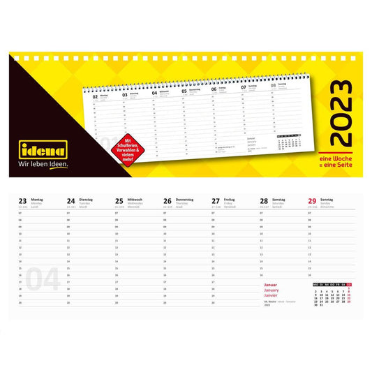 Idena Tischkalender 2023, FSC® Mix, 28,6 x 10,1 cm, 1 Woche auf 1 Seite