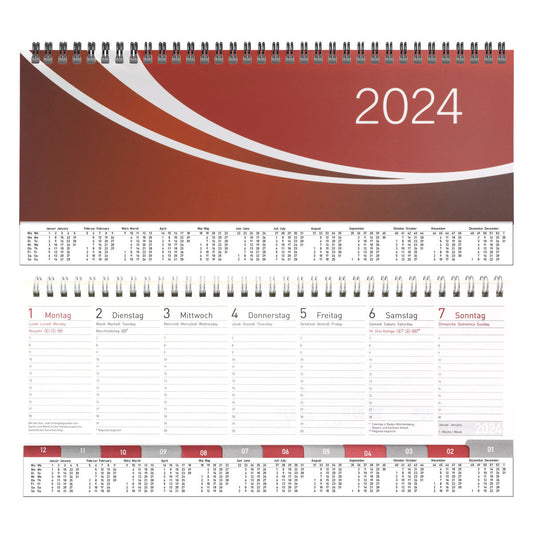 Idena Tischquerkalender  2024 Premium rot FSC-Mix