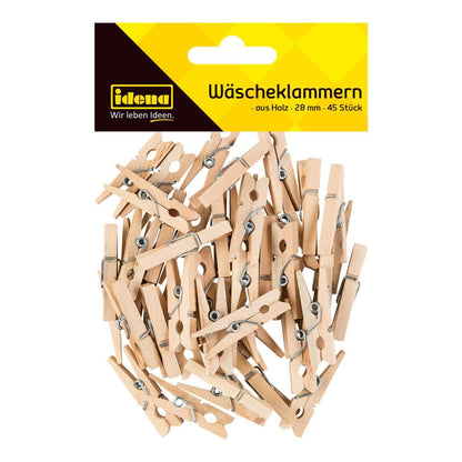 Idena Wäscheklammern aus Holz, 45 Stück, 2,8 cm