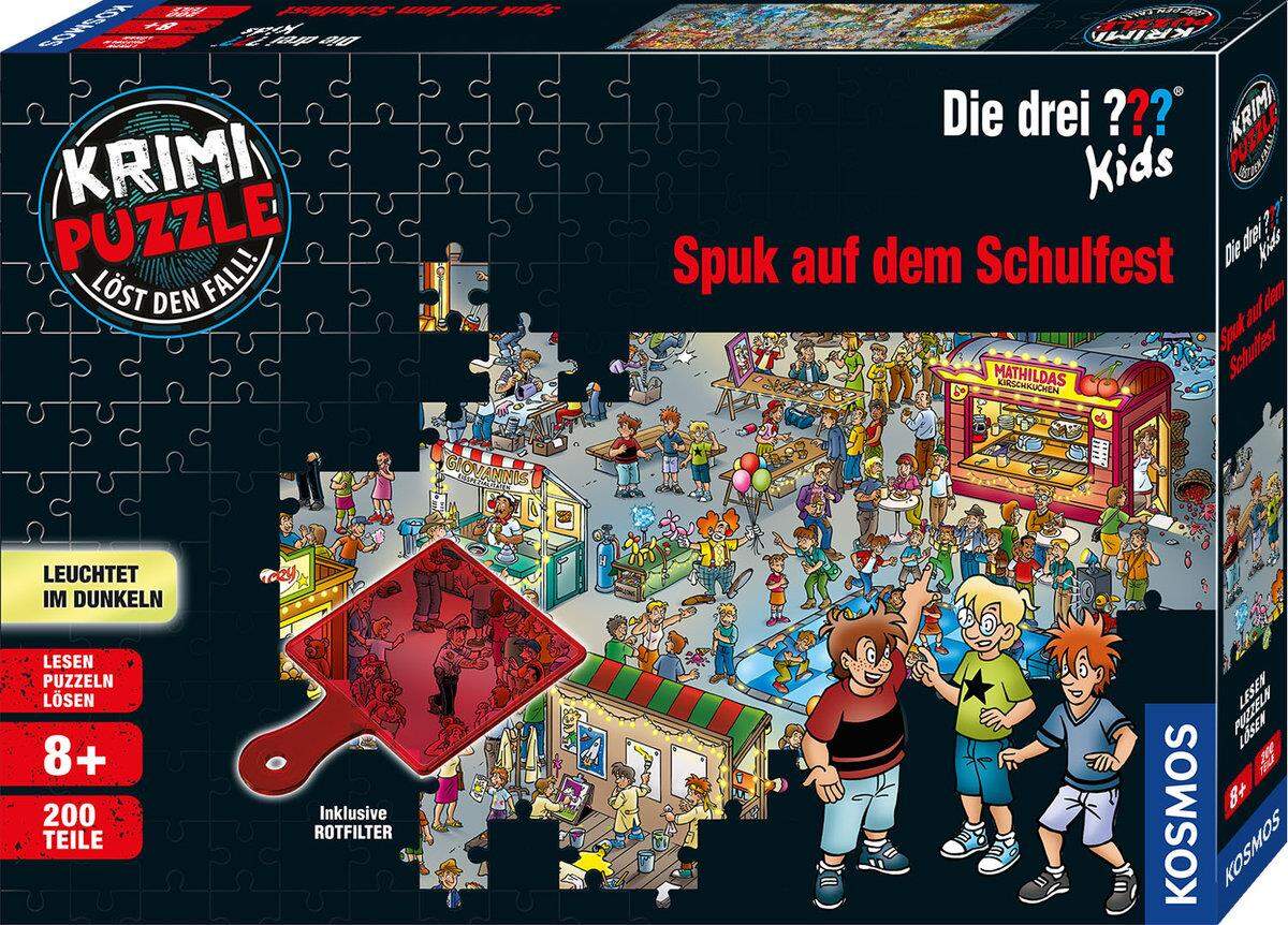 KOSMOS Die drei??? Kids Krimi-Puzzle Spuk auf dem Schulfest, 200 Teile