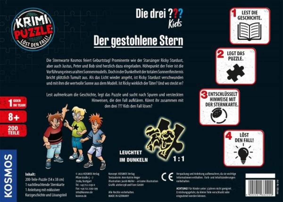 KOSMOS Krimi-Puzzle: Die drei ??? Kids - Der gestohlene Stern