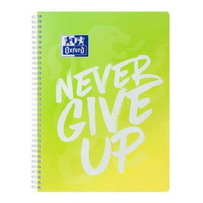 Oxford Collegeblock Never Give Up, A4 limitiert, LIneatur 27, sortiert, Optik Paper®