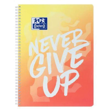 Oxford Collegeblock Never Give Up, A4 limitiert, LIneatur 27, sortiert, Optik Paper®