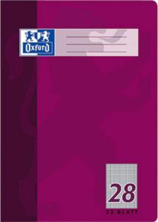 Oxford Schulheft A4, kariert, Lineatur 28, 32 Blatt, pflaume, SCRIBZEE®, Optik Paper®