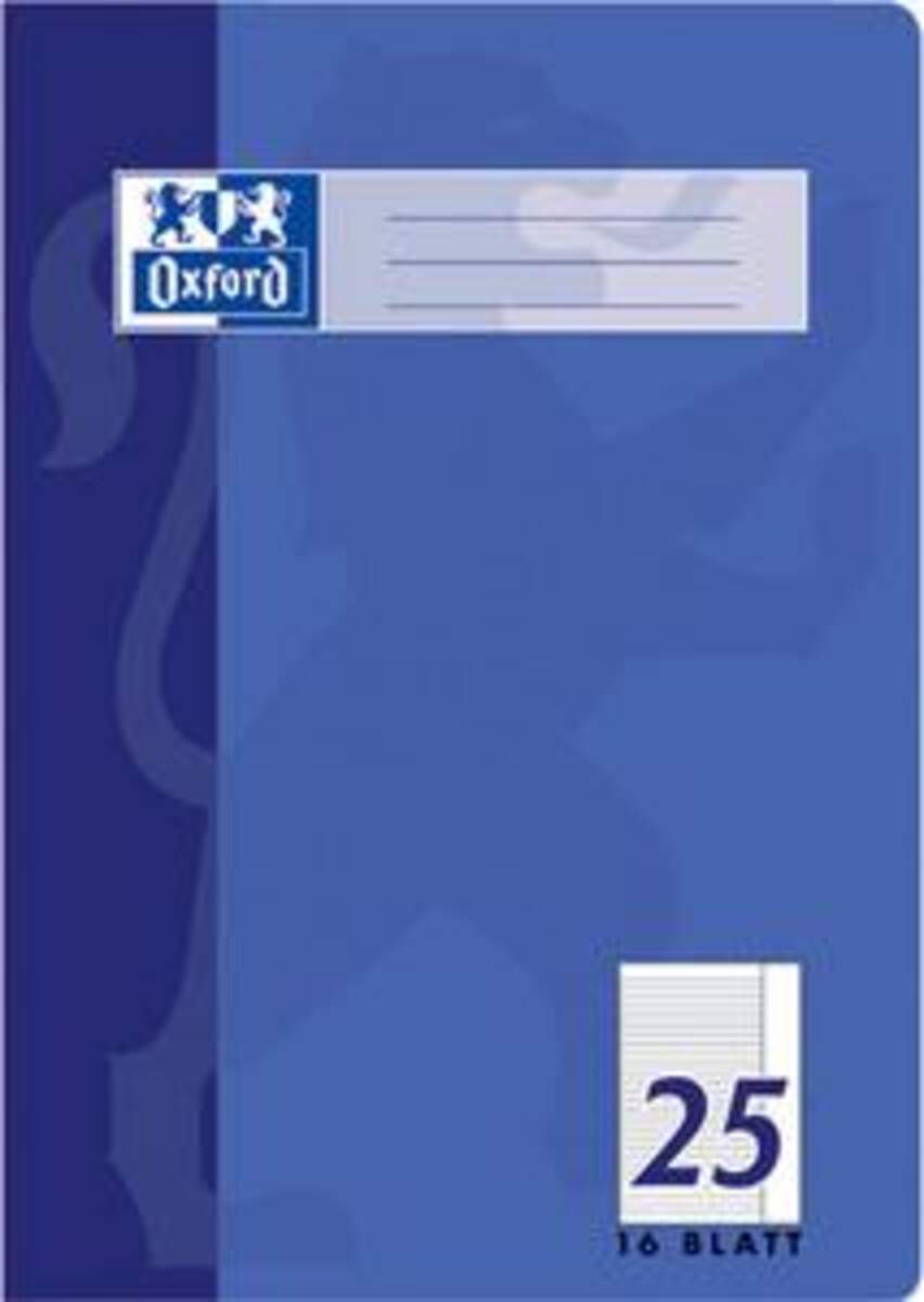 Oxford Schulheft A4, liniert, Lineatur 25, 16 Blatt, blau, SCRIBZEE®, Optik Paper®