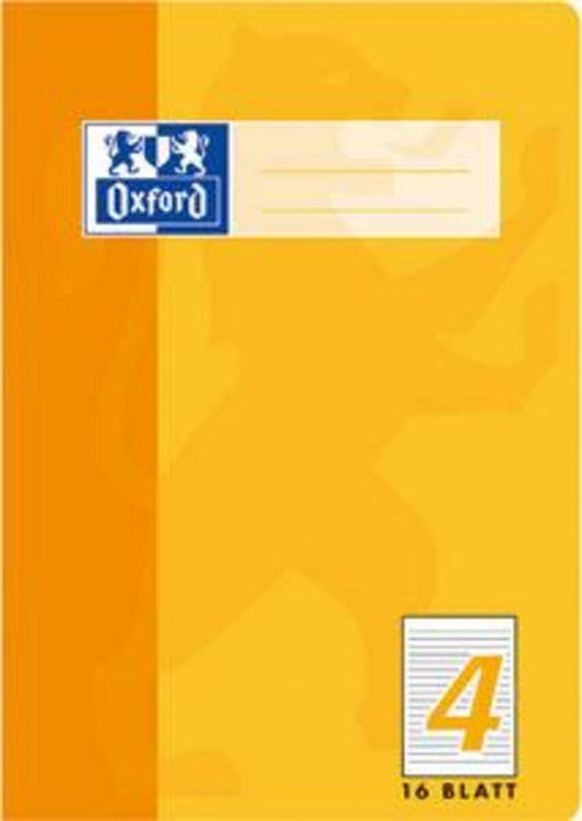 Oxford Schulheft A5, liniert, Lineatur 4, 16 Blatt, gelb, Optik Paper®