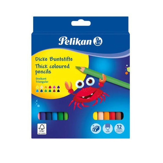 Pelikan Buntstifte Dick Dreieckig, 5,0mm 12 Stück + Anspitzer