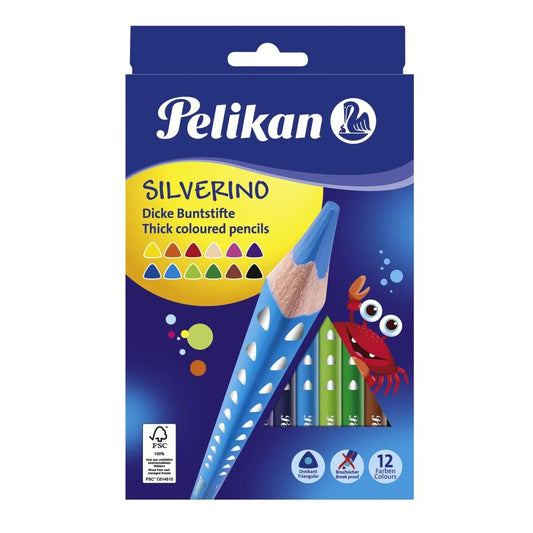 Pelikan Silverino FSC100% dreikant Buntstifte, 12er