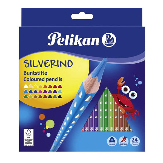 Pelikan Silverino FSC100% dreikant Buntstifte, 24er