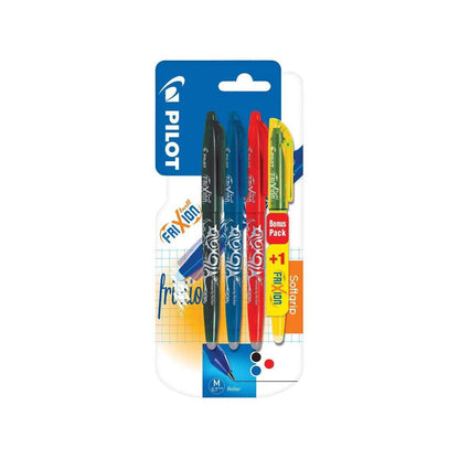 Pilot Tintenroller FriXion Ball 0.7 (M) 3er Blister + 1 FriXion Light (Neongelb)