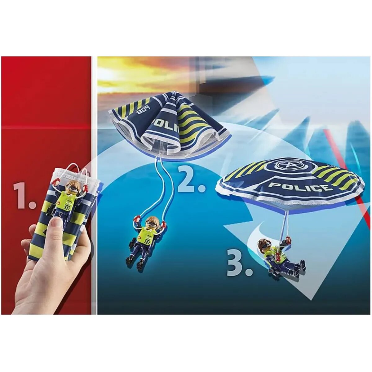 PLAYMOBIL® 70781 City Action - Polizei-Fallschirm: Verfolgung des Amphibien-Fahrzeugs