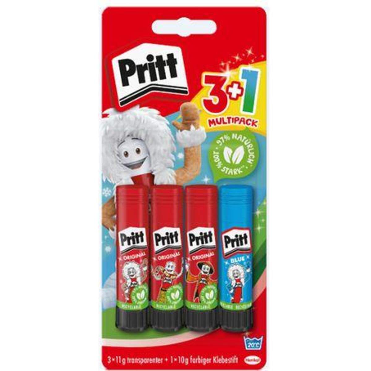 Pritt Klebestifte 3+1, 3x 11g +1x 10g Gold oder Silber, 1 Packung, sortiert