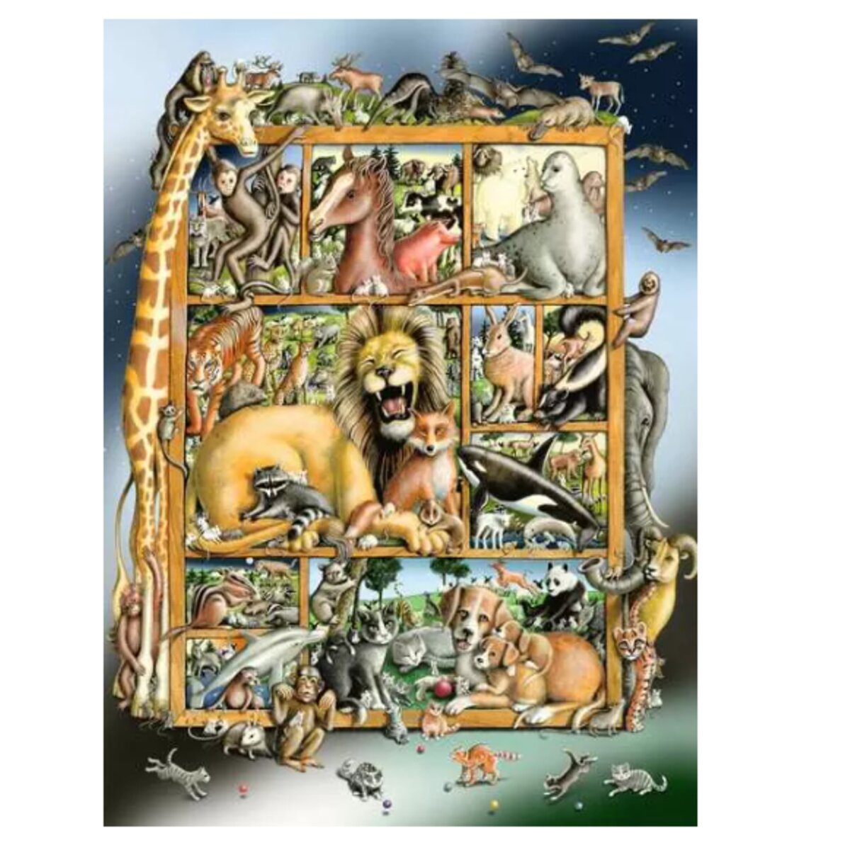 Ravensburger Kinderpuzzle Tiere im Regal, 100 Teile