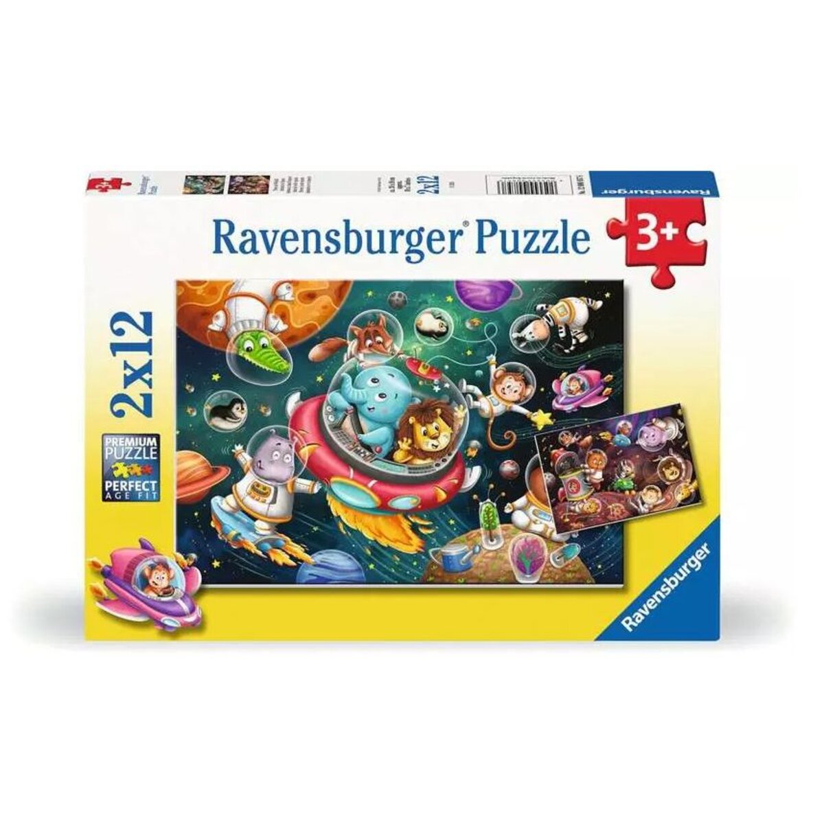 Ravensburger Kinderpuzzle Tiere im Weltall, 2x12 Teile