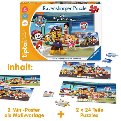 Ravensburger tiptoi® Puzzle für kleine Entdecker: Paw Patrol, 2 x 24 Teile