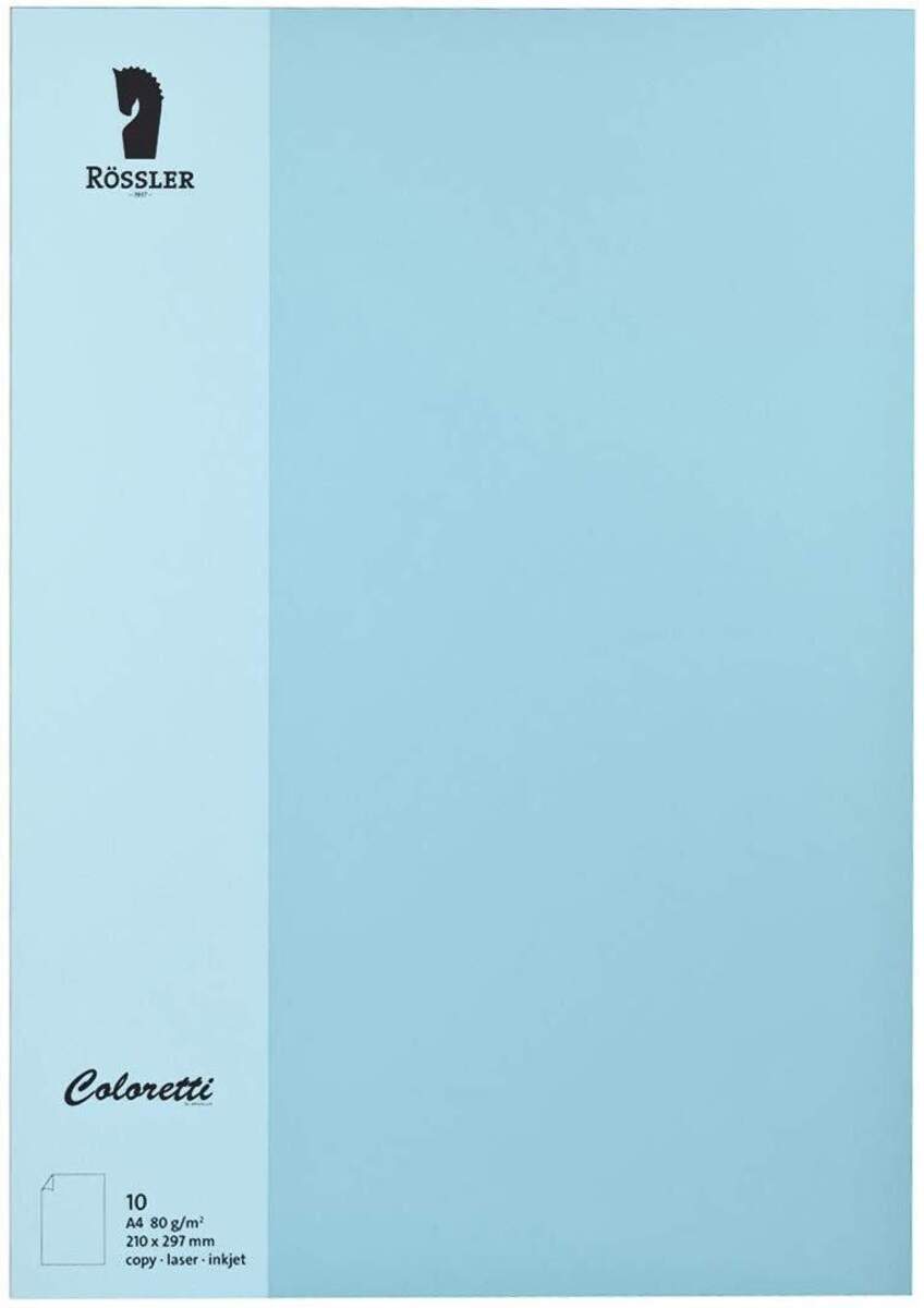 Rössler Coloretti Briefpapier, 80g/m², DIN A4, 10 Blatt, himmelblau