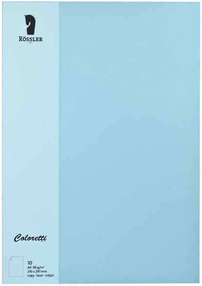 Rössler Coloretti Briefpapier, 80g/m², DIN A4, 10 Blatt, himmelblau