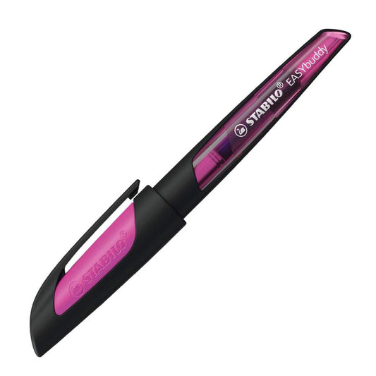 Schulfüller mit Standard-Feder M - STABILO EASYbuddy in schwarz/magenta - Schreibfarbe blau (löschbar) - Einzelstift - inklusive Patrone