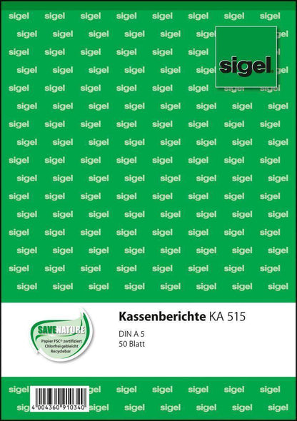 Sigel Kassenbericht A5, 50 Blatt