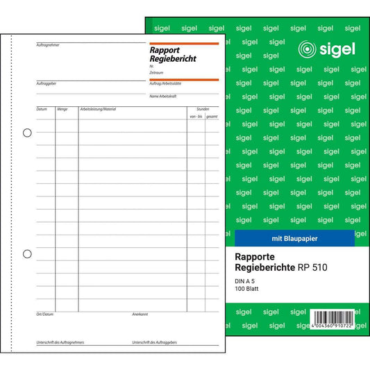 Sigel Rapport / Regiebericht RP510 A5, mit Blaupapier, 100 Blatt