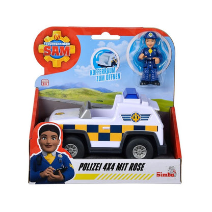 Simba Feuerwehrmann Sam Junior Polizei 4x4 mit Rose Figur