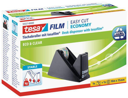 tesa eco&clear Tischabroller easy cut economy inkl. 1 Rolle tesafilm 10mx15mm