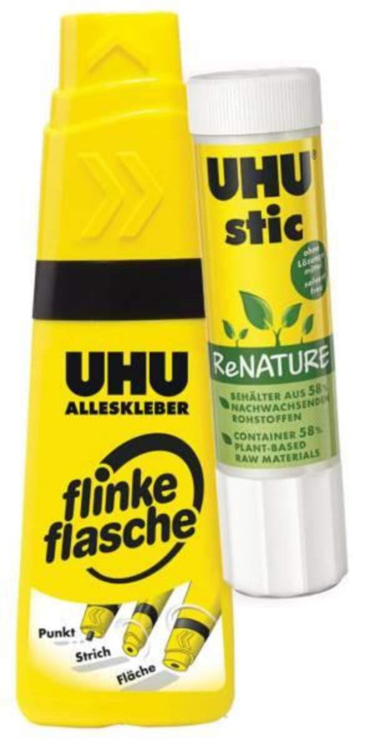 UHU Flinke Flasche ReNature ohne Lösungsmittel, 35g + Klebestift Renature, 8,2 g