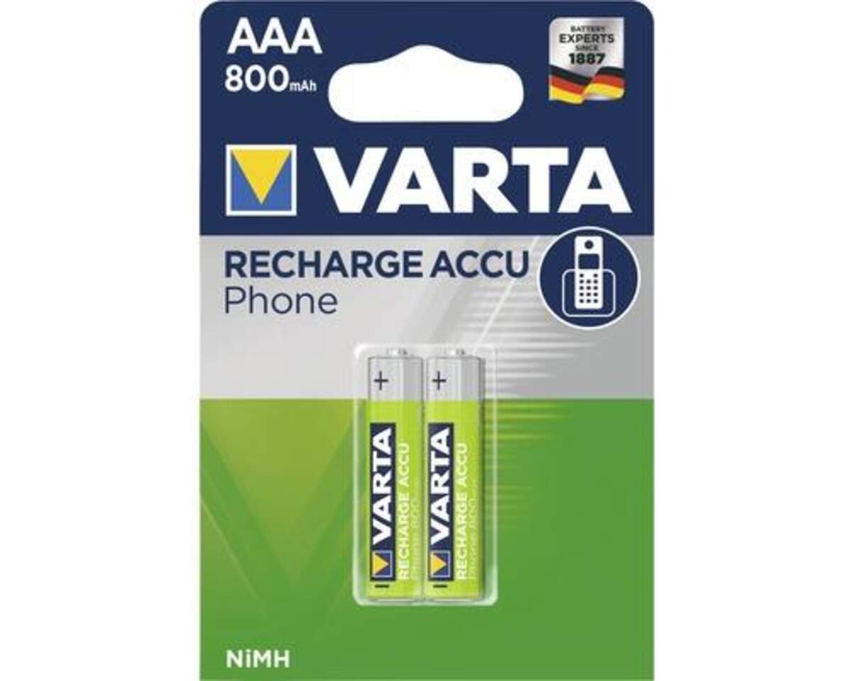 Varta Recharge Akku Phone, NiMH, 88mAh, AAA, 2 Stück