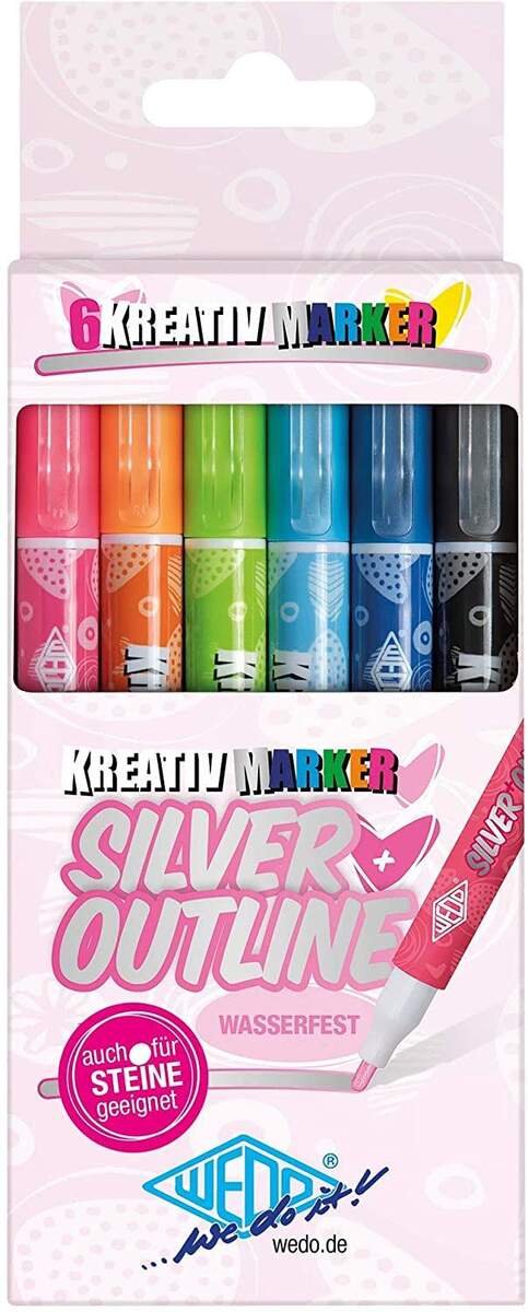 WEDO® Kreativmarker SILVER + OUTLINE, 6er Etui