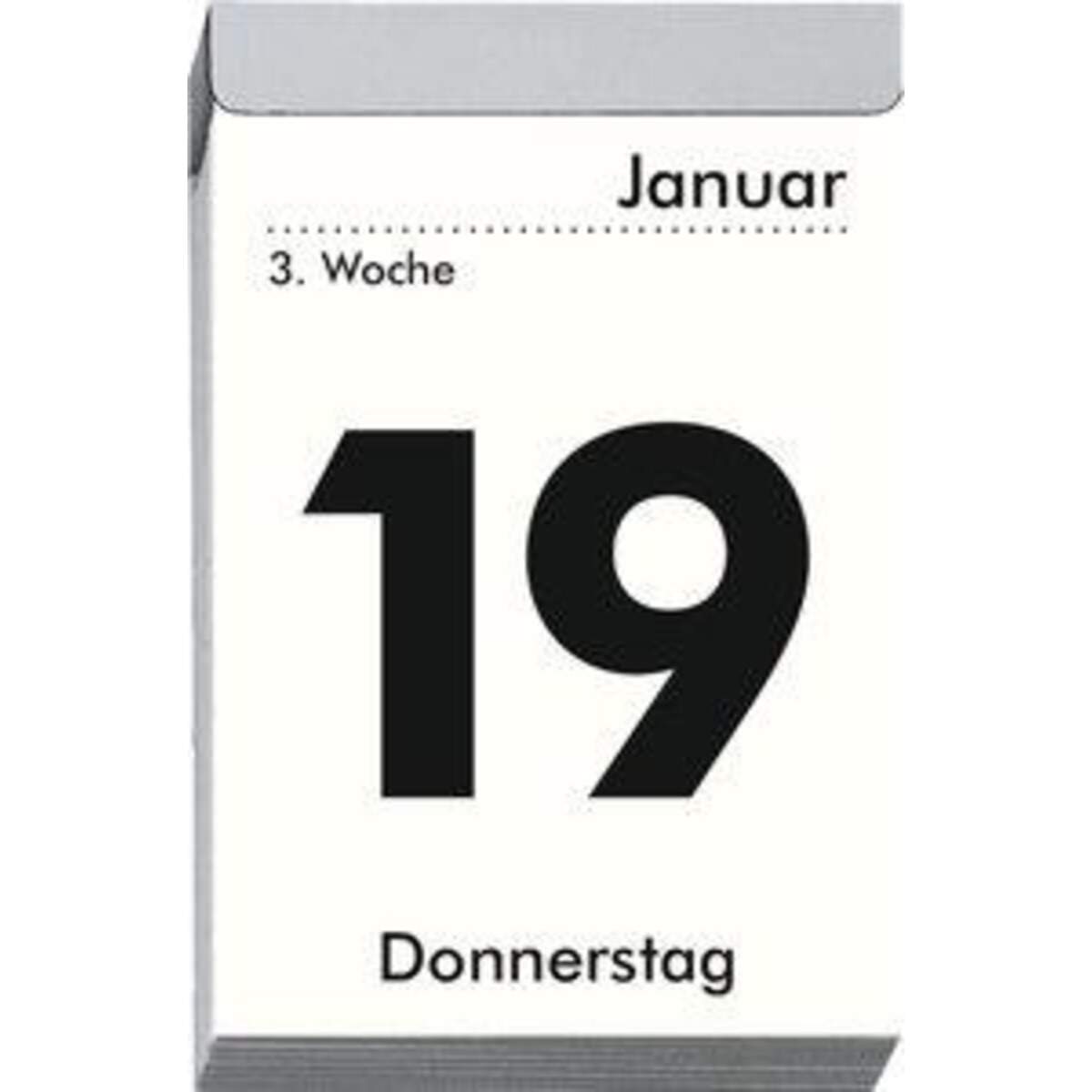 Zettler Tagesabreißkalender im Hochformat, 1 Tag/1 Blatt, Aufhängeloch