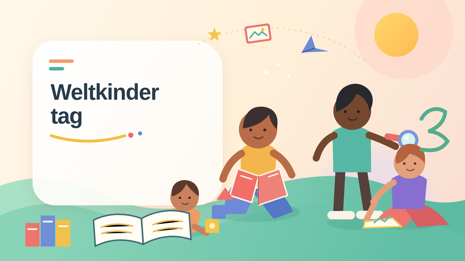 Kinder lesen, spielen und entdecken gemeinsam